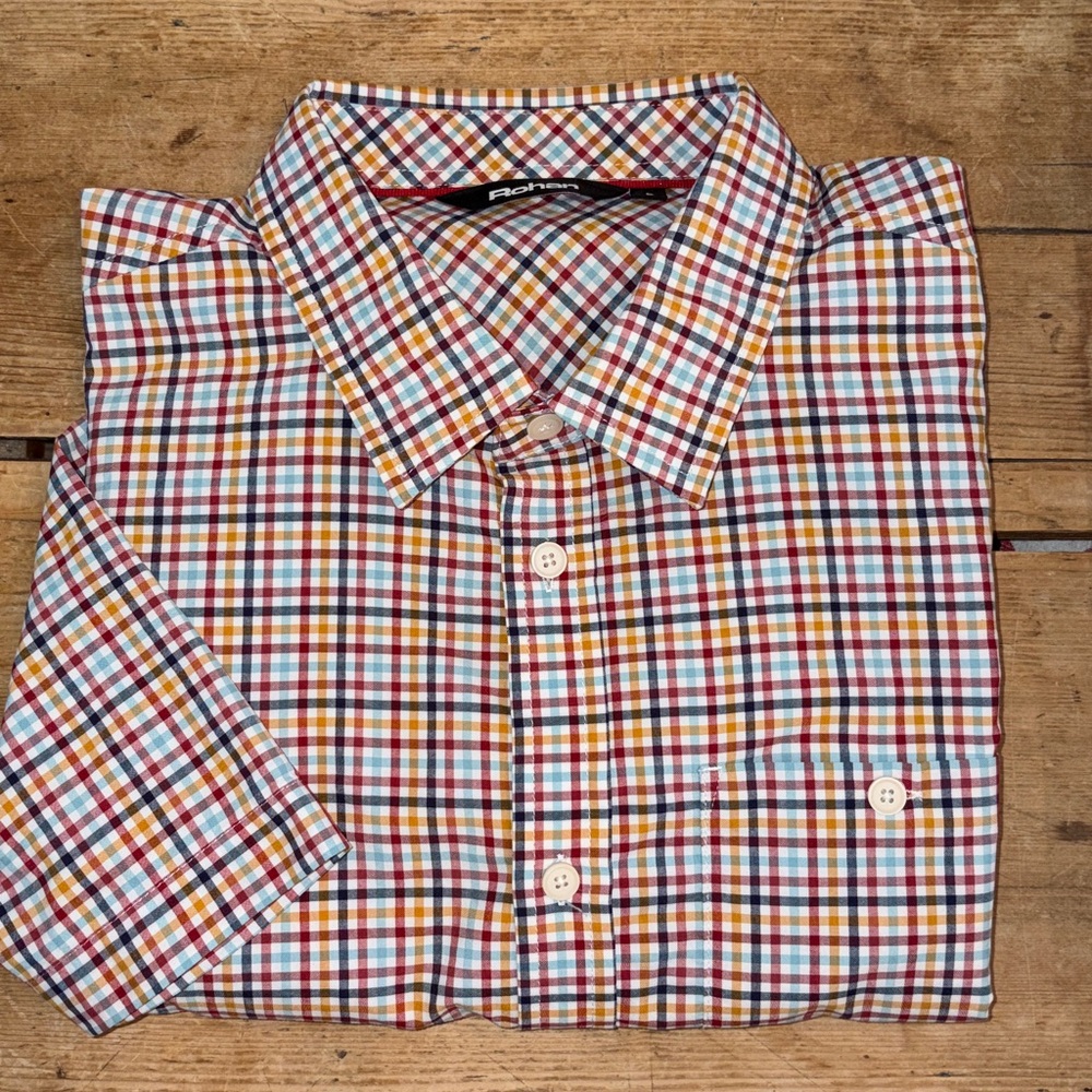 Rohan Men's Multi Color Check UV protection Travel outdoor Camp Shirt size L